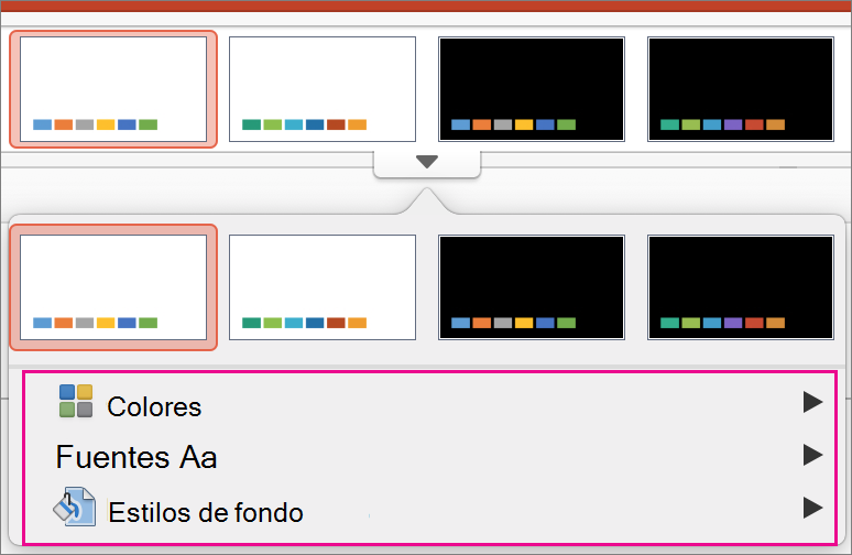 Galería de variantes de PowerPoint para Mac