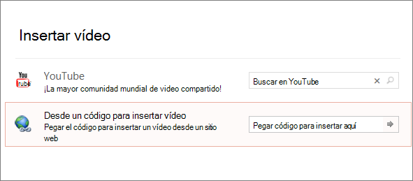 Muestra la opción Insertar vídeo en PowerPoint