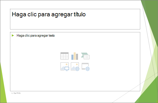 Diapositiva de título y contenido con dos marcadores de posición