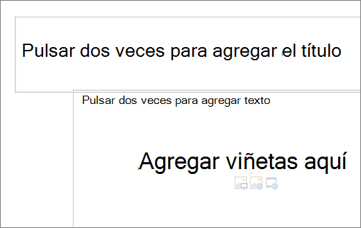 Imagen de un cuadro de título vacío y un cuadro de texto vacío para mostrar dónde funcionarán las viñetas.