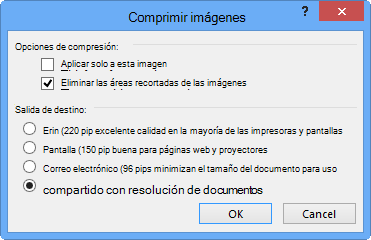 Opciones para comprimir imágenes