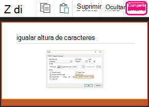 Comando Compartir en PowerPoint para Android