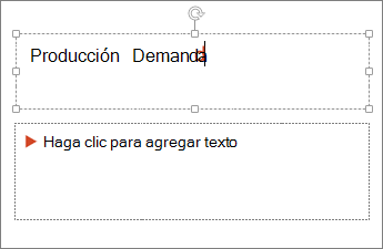 Muestra cómo agregar texto en un campo de texto en PowerPoint.