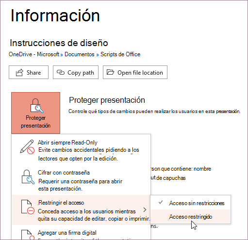 Establecer acceso restringido