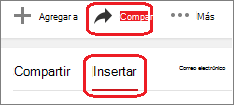 Haga clic en Compartir y luego en Insertar