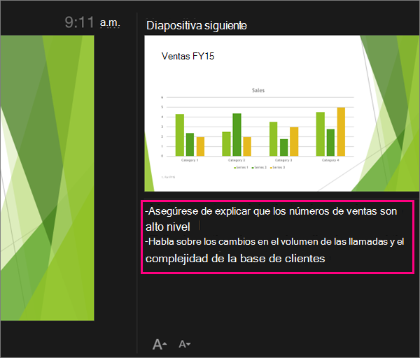 Muestra las notas en la Vista Moderador en PowerPoint 2016 para Mac