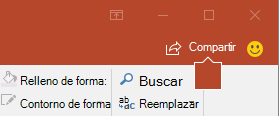 El botón Compartir en la cinta de opciones de PowerPoint 2016