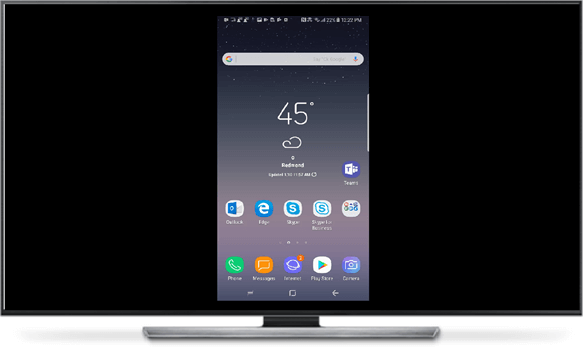 Una vez estén conectados el teléfono y la pantalla grande, la pantalla del teléfono se copiará en la pantalla grande.