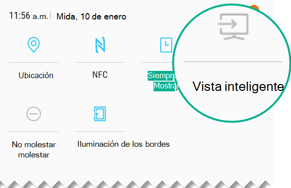 En la configuración rápida, busque Smart View y pulse para abrirla.