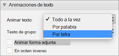 Seleccionar la opción Por letra