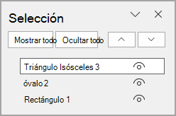 Panel Selectio con tres objetos en el orden de insertar