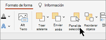 Botón Panel de selección en la cinta