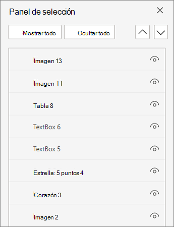 Panel de selección