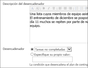 Descripción y Desencadenar Desencadenador