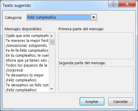 Versos sugeridos para tarjetas de felicitación en Publisher 2013