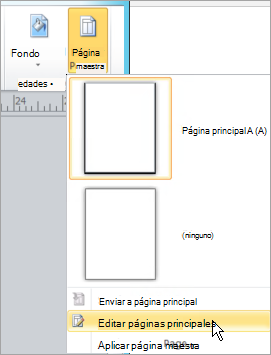 Seleccionar Editar páginas principales en el menú Páginas principales