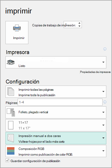 Configuración de la impresora