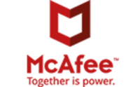 Captura de pantalla del logotipo de la compañía McAfee.
