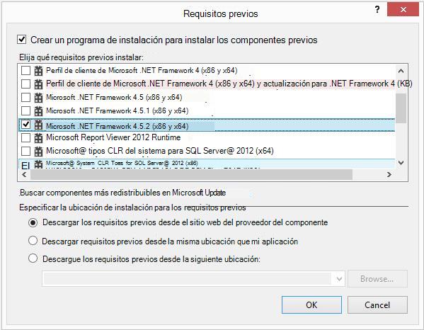 Paquete de programa previo de ClickOnce
