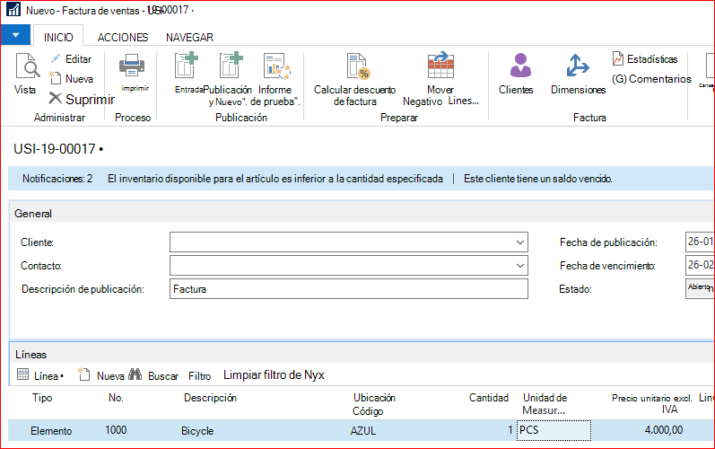 Crear y registrar un documento de ventas o compras