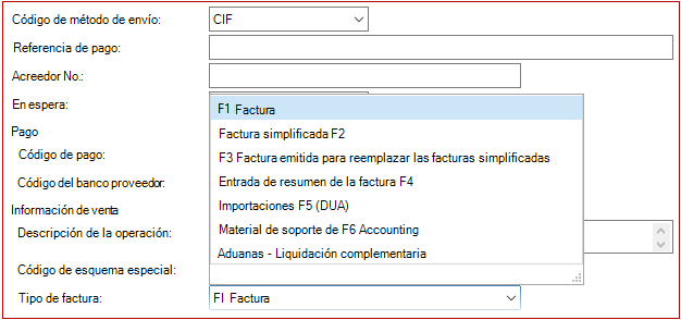 Nuevo tipo de factura de compra Liquidación Aduanera Completada