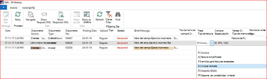 Captura de pantalla sobre cómo realizar cambios en los valores de los campos