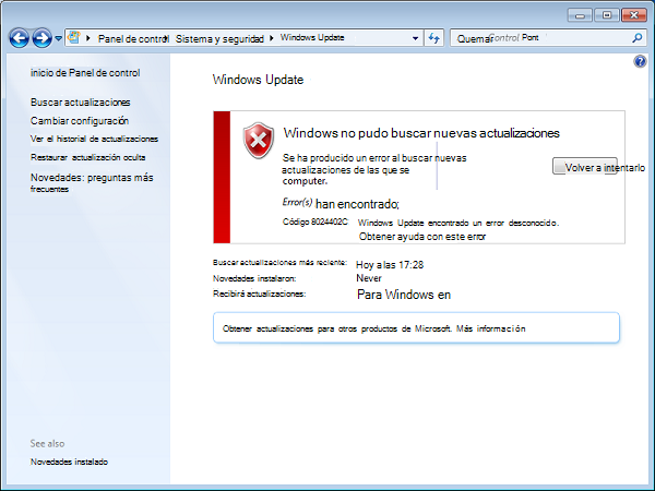 Código de error 8024402c