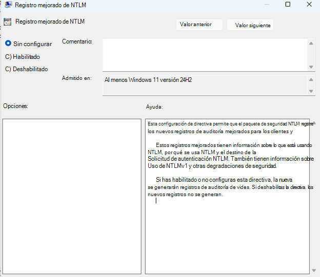 Directiva de registro mejorada NTLM