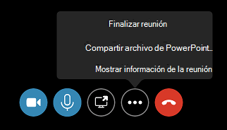 Comando Finalizar reunión en el menú Más opciones (...)