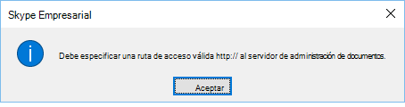 Mensaje de error que se muestra cuando intenta abrir un archivo desde una ubicación distinta a OneDrive para la Empresa