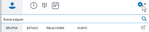 Opciones de menú principal de Skype Empresarial