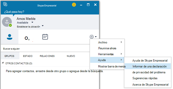 Seleccionar Informar de un problema