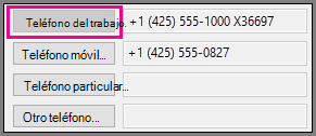 El número de teléfono del trabajo está atenuado.