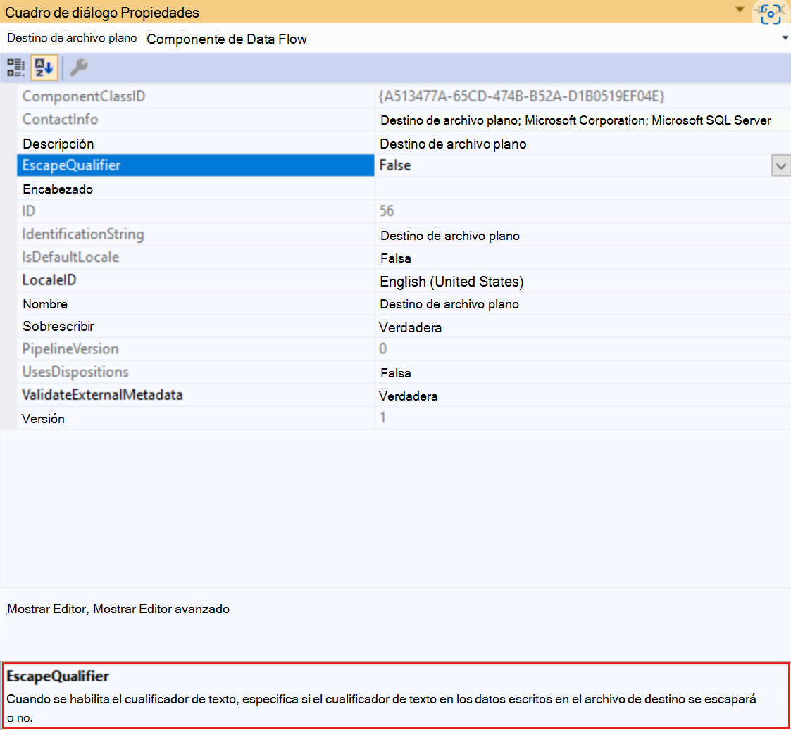 Detalles de la propiedad EscapeQualifier