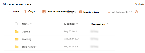 Captura de pantalla del elemento web Biblioteca de documentos
