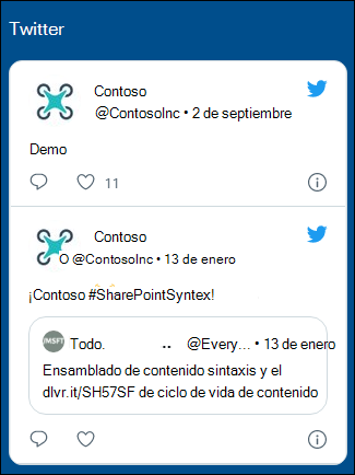 Versión preliminar del elemento web de Twitter.