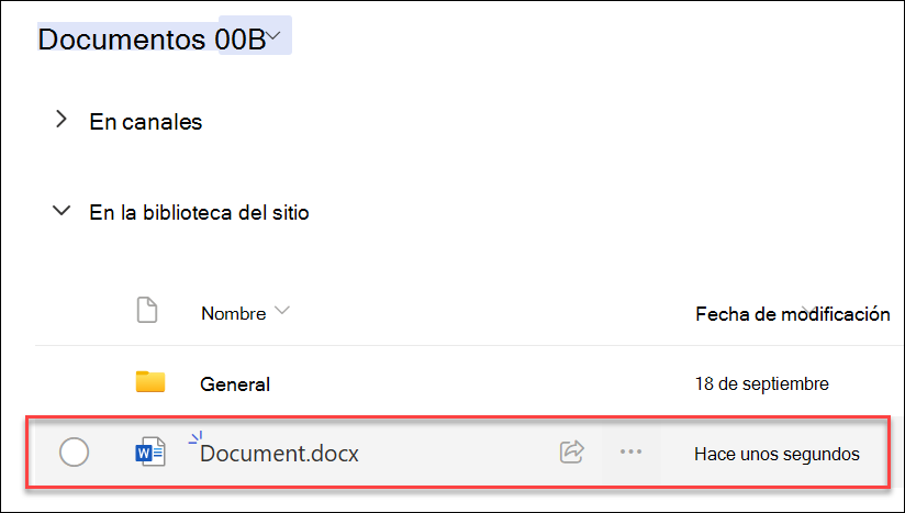 captura de pantalla del archivo recién creado