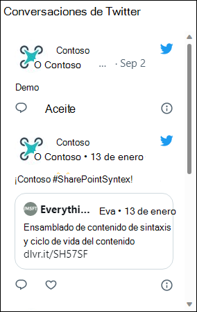 Versión preliminar del elemento web de Twitter.