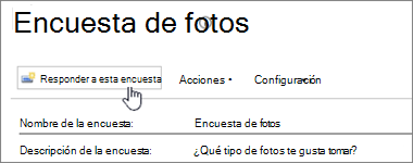 Captura de pantalla de la página de la encuesta con Responder a esta encuesta resaltada.