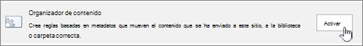 botón de activación de organzier de contenido