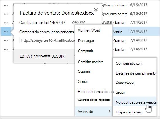 Haga clic en Anular la publicación de esta versión