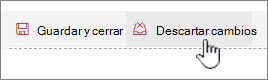 haga clic en Descartar cambios para omitir los cambios realizados con el elemento web