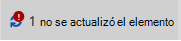 Mensaje e icono de elemento no actualizado