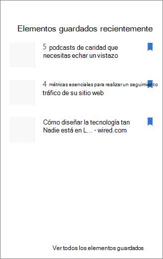 Elementos guardados recientemente
