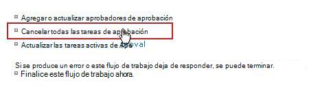 Vínculo Cancelar todas las tareas