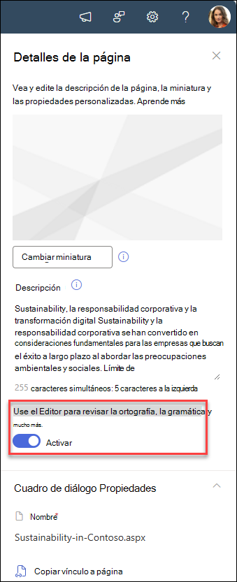 captura de pantalla del botón de alternancia de edición activado o desactivado