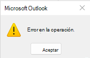 Error en la operación de Outlook