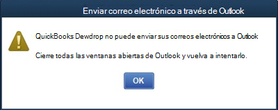 Error al enviar correo electrónico en Quickbooks Desktop