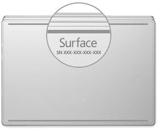 Ubicación del número de serie en Surface Book