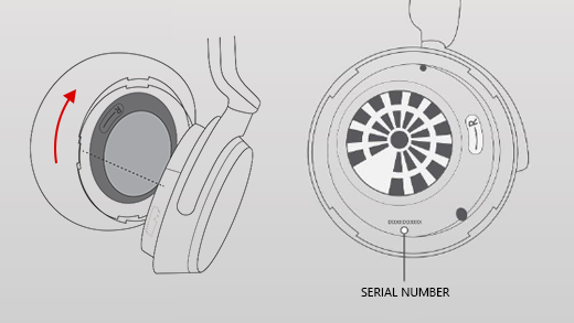 Una imagen que muestra cómo quitar la orejera derecha de los Surface Headphones.